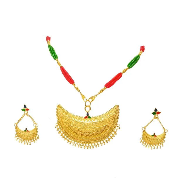 Assamese_Traditional_Gold_Plated_Multi_Color_Junbiri_Tassel_Jewellery_Set_For_Women